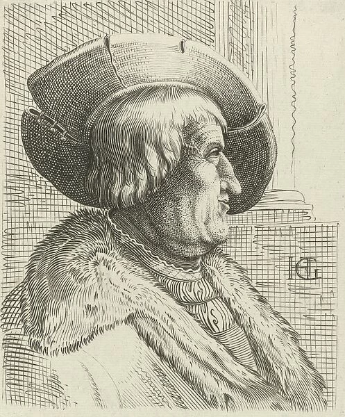 Portrait of an old man in profile with hat, Anonymous, 1597 - 1702
