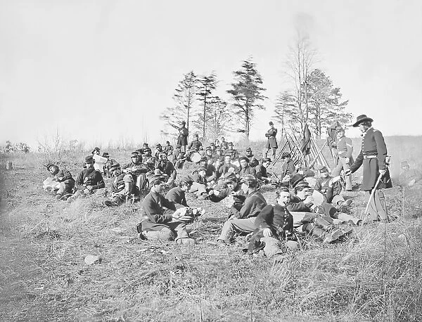 Infantry resting from drills during the American Civil War