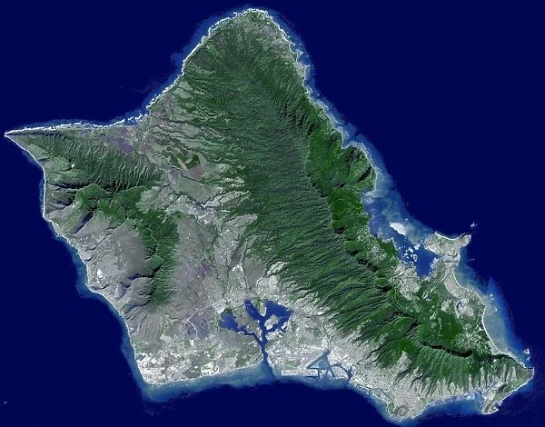 Satellite image of Oahu, Hawaii