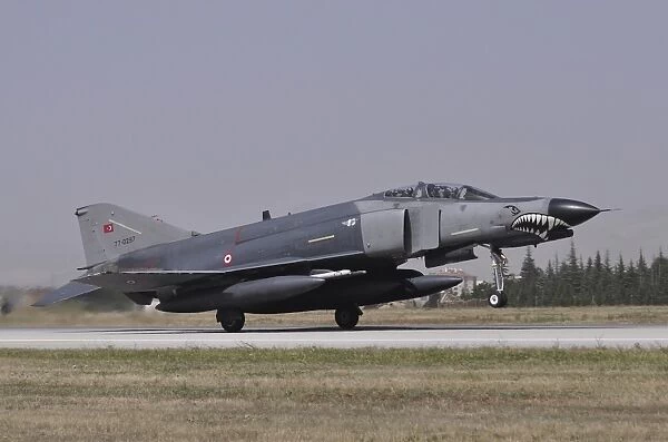 A Turkish Air Force F-4E 2020 Terminator landing at Konya Air Base, Turkey