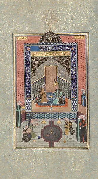 Bahram Gur in the Dark Palace on Saturday, Folio 207 from a Khamsa... A.H. 931  /  A.D