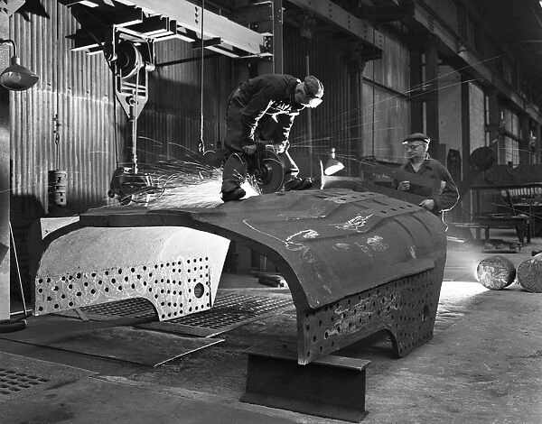 Constructing a dragline bucket, Edgar Allens steel foundry, Sheffield, South Yorkshire, 1962