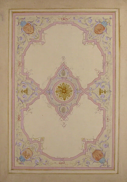 Design for Ceiling Decorated with Lavender Arabesques, 19th century