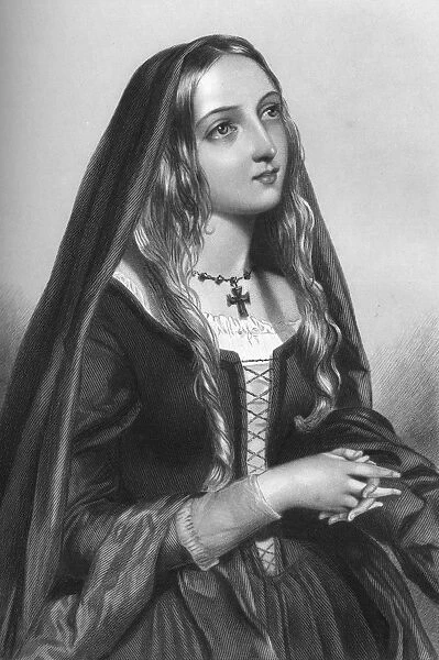 Elizabeth Woodville (1437-1492), queen consort of King Edward IV, 1851. Artist: H Austin