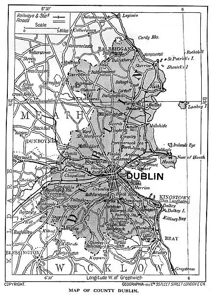 Map of County Dublin, Ireland, 1924-1926
