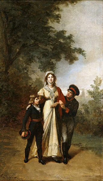 Queen Luise with her sons in Luisenwahl Park, c. 1886. Creator: Steffeck, Carl (1818-1890)
