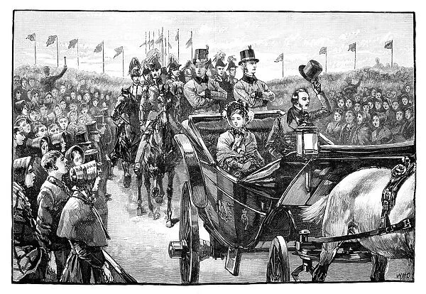 The Queens arrival in Peel Park near Manchester, 1851, (1888)
