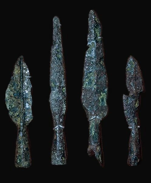 Roman iron spearheads from the Roman site at Camerton near Bath, England