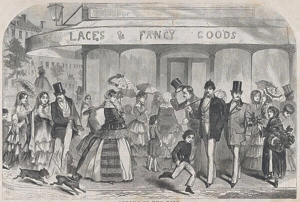 Spring in the City (Harpers Weekly, Vol. II), April 17, 1858. Creator: Unknown
