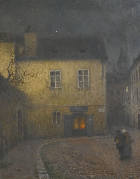 A street corner in Prague, c. 1900. Artist: Schikaneder, Jakub (1855-1924)