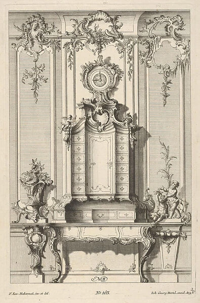 Wall Elevation with a Secretaire, from Schreibtische, ca. 1748-70