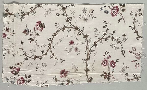 Woodblock Printed Cotton Fragment, 1785. Creator: Unknown