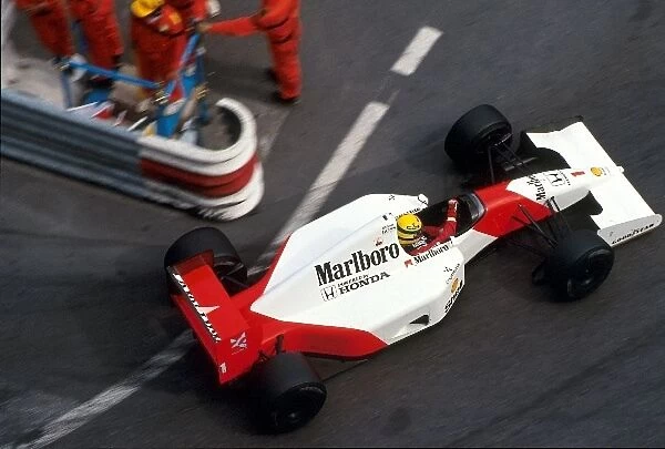 Formula One World Championship: Ayrton Senna McLaren MP4  /  7A at the Nouvelle Chicane was an unexpected winner when Nigel Mansell encountered problems