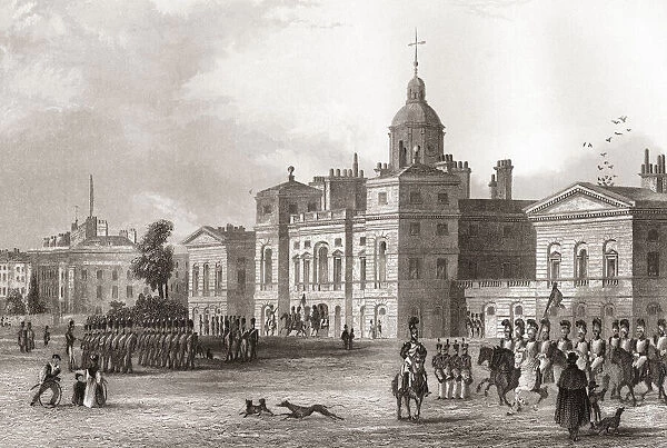 Horse Guards, City of Westminster, London, England, 19th century. From The History of London: Illustrated by Views in London and Westminster, published c. 1838