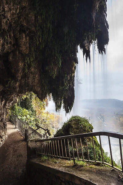 A Walkway Behind A Waterfall; Edessa, Greece
