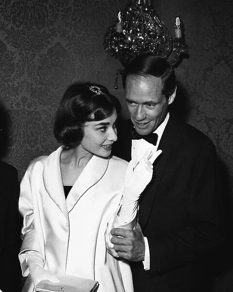 Actors Audrey Hepburn and Mel Ferrer at the Plaza for the premiere of the film War