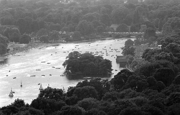 Aerial view of the Serpentine in Hyde Park during the pop concert