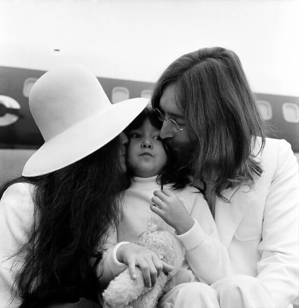Beatle John Lennon and his wife Yoko Ono left Heathrow Airport London this afternoon (Sat