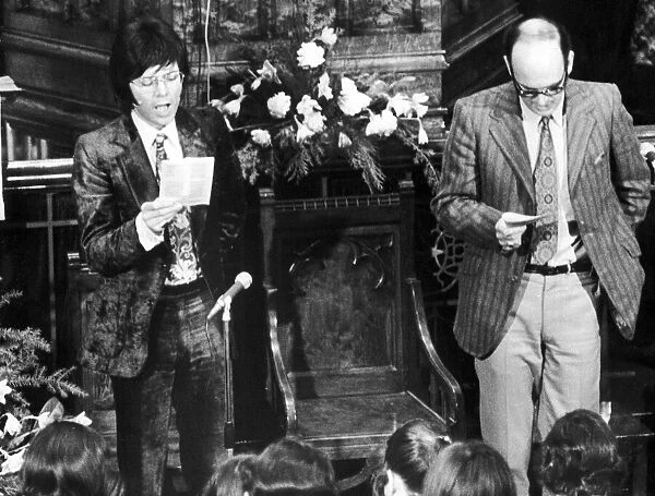 Cliff Richard (left) and Bill Latham seen here singing to the congregation at