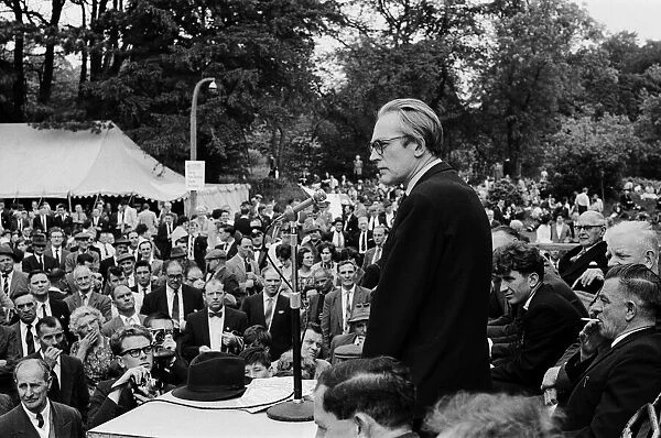 Michael Foot Labour MP for Ebbw Vale, addresses welsh miners, 15th June 1963