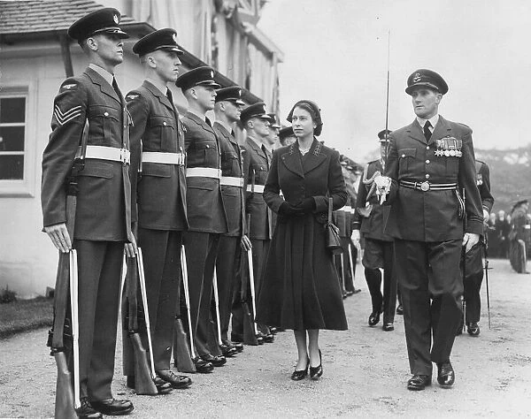 Queen Elizabeth II inspecting the RAF Gouard of Honour at Runnymede Memorial