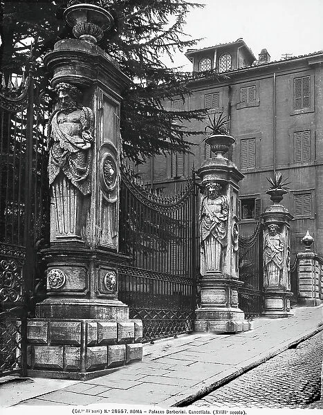 Close-up of the gate of Palazzo Barberini in Rome