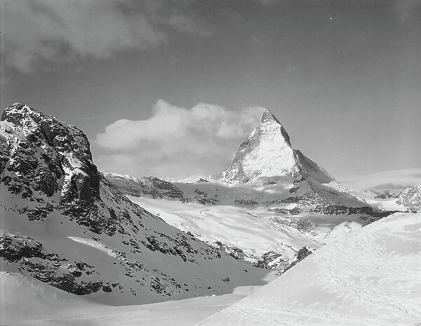 View of the mountains and the peak of the Matterhorn