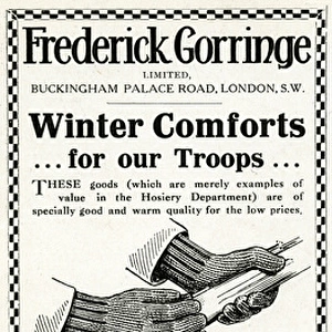 Advert for Frederick Gorringe winter comforts 1915