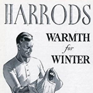 Advert for Harrods mens protective wool underwear 1941