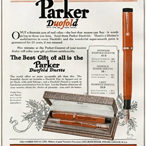 Advert for Parker Duofold pens