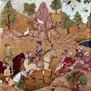 Emperor Humayun hunting. beg. 17th c. Vellum