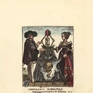 Frontispiece with skull, hourglass and sacred heart