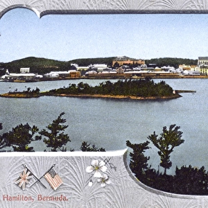 Hamilton, Bermuda - Panoramic view with decorative surround