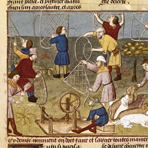 Hunting book (15th c. ). Making traps with ropes