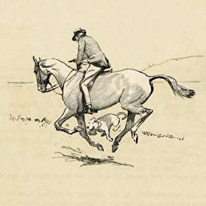 Illustration by Cecil Aldin, Cracker running with horse