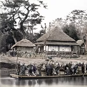 Japan river ferry boat, c. 1870