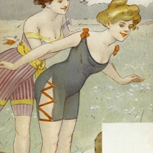 Two ladies in saucy swimwear