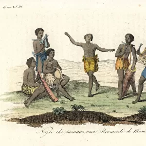 Natives of the Kingdom of Kongo playing music and dancing