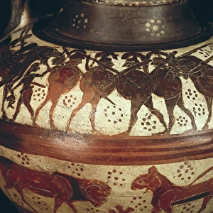 Oenochoe with representation of an army. 630 A. C