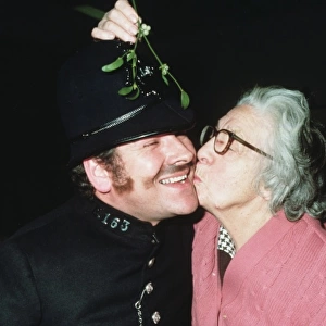 Policeman with enthusiastic granny