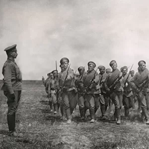 Russian troops drilling for the defence of Riga, Latvia, WWI