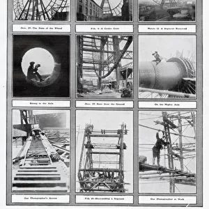 A series of photographs showing the demolition of the Great Wheel at Earls Court
