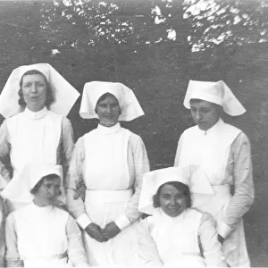 Seven nurses in the grounds of Brook Fever Hospital