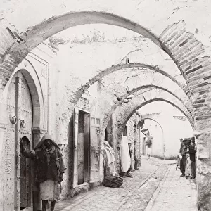Street in Tunis with arches, architecture, Tunisia