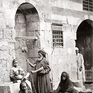 Washing clothes, Egypt, circa 1880. Date: circa 1880