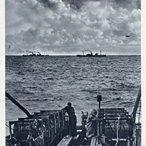 WW2 - Corvette Screening Merchantmen from Enemy attacks