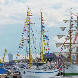Tall sailboats in the harbor during Klaipeda Sea Festival, Klaipeda, Lithuania Date: 26-07-2019
