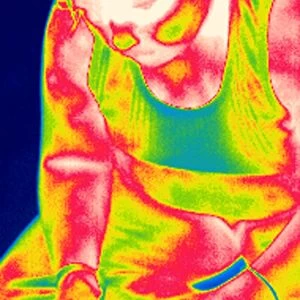Playing video game, thermogram