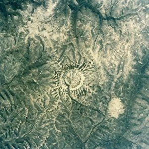 Satellite radar image of Gora Konder impact crater