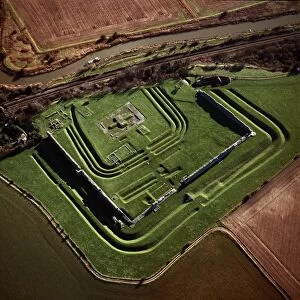 Aerial image of Richborough Roman fort (Rutupi), Kent, England, United Kingdom, Europe